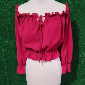 SHEIN Fuchsia Off-Shoulder Blouse